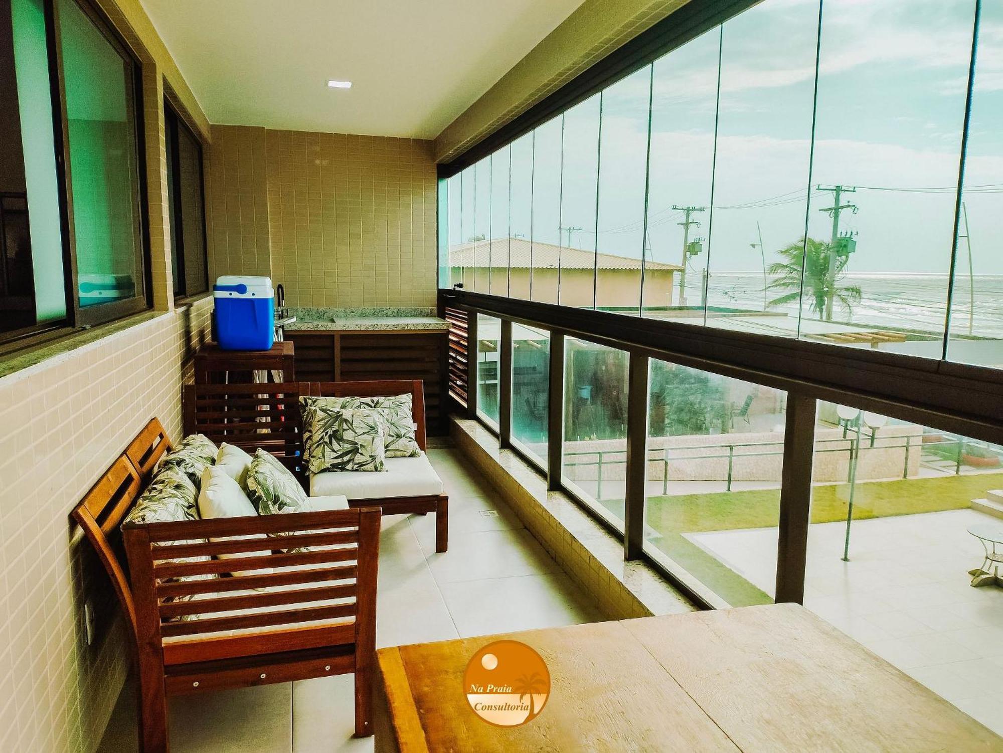 Pe Na Areia, Piscina Borda Infinita, Vaga De Garagem, Portaria 24 Hs Lägenhet Salvador Rum bild
